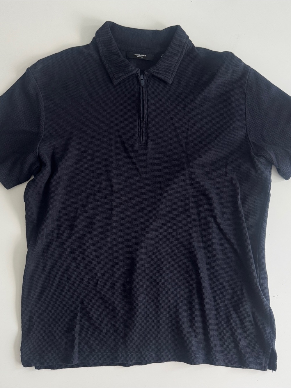 Men's Short-Sleeve Half-Zip Polo Shirt - Navy Blue (Jack & Jones)